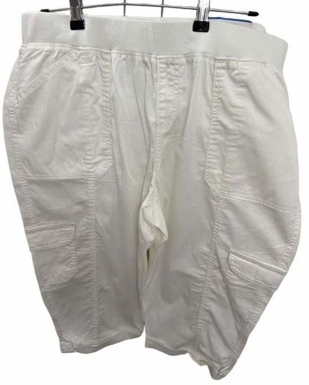 Style & Co Cargo Capri Pants PXL White Roll Tab Straight Mid Rise